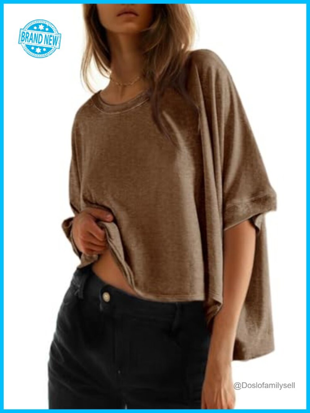 Oversized Short Sleeve Round Neck Tee Women Casual Basic T-Shirt